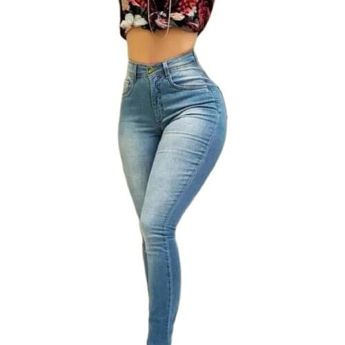 High Waist Elastic Slim Feet Jeans Women 2021 New European And American Summer Jeans Women Fashion Plus Sze Woman Pants