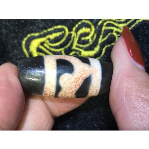 Treasure Energy Tibetan Old Agate Ruyi HOOKdZi Bead Totem Amulet 2A stown UPD22