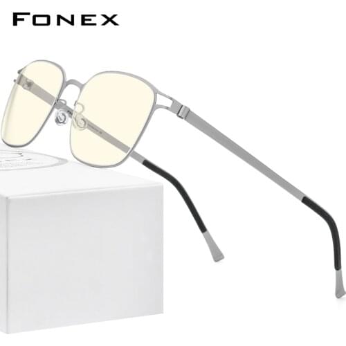 FONEX Anti Blue Light Blocking Glasses Women 2020 New Square UV Rays Filter Computer Gaming Screwless Eyeglasses Eyewear FAB020