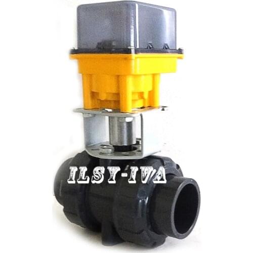 G1 1/2" PVC motorized ball valve,two-way DC12V/24V CR03/CR04 electric ball valve