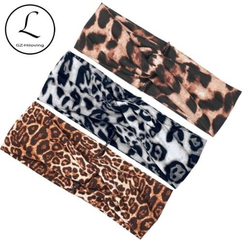 GZHilovingL Print Leopard Headband For Women 2020 New Girls Elastic Cross Knotted Hairband Turband Ladies Sport Hair Accessories