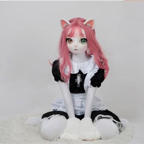 HD04)Lilith Female Cute Kitty Cat Mask Girl Resin Full Head Cosplay Japanese Role Play BJD Kigurumi Mask Crossdresser Doll Mask