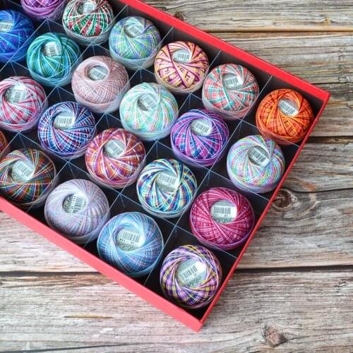 HHL cotton lace line Crochet kintting Tatting /Shuttle thread NO.20 dyed series 25g/roll 190meters thickness 0.5-0.6mm 100-123