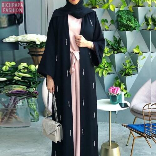 Eid Mubarak Kaftan Dubai Abaya Kimono Cardigan Hijab Muslim Dress Abayas For Women Islam European Clothing Robe Djellaba Femme