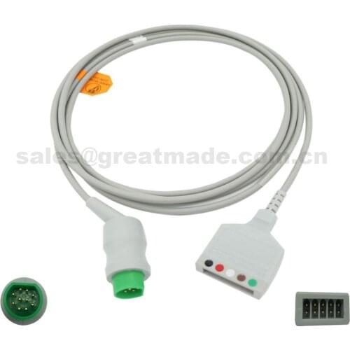 Ecg cable 10pin for Siemens Sirecust Series 400,Series 600,700, 900, 1200,3 lead 5ld, AHA/IEC