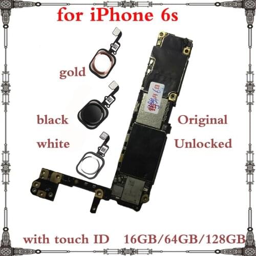 Clean iCloud motherboard 16GB 32GB 64GB 128GB for iphone 6s with / without Touch ID Original unlocked for iphone 6S Mainboard