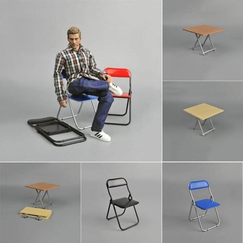 1/6 Scale Dollhouse Furniture Accessories Folding Table and Chair for 12" Figure Doll Scene Figure Accessories Doll