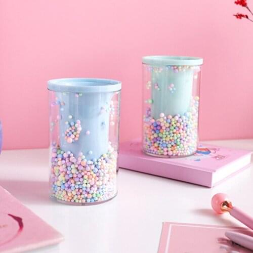 Cute Round Ruler Pen Pencil Pot Holder Cartoon DIY Desk Stationery Container Student Pen Holder Office Organizer Kids Gifts