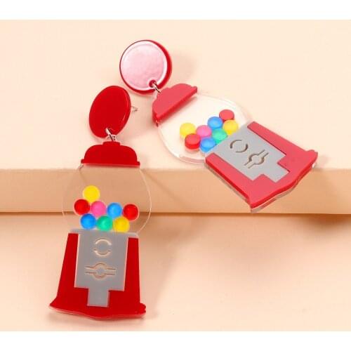 Fashion Acrylic Red Drop Earrings Exaggerated Festive Cartoon Cute Earrings Women