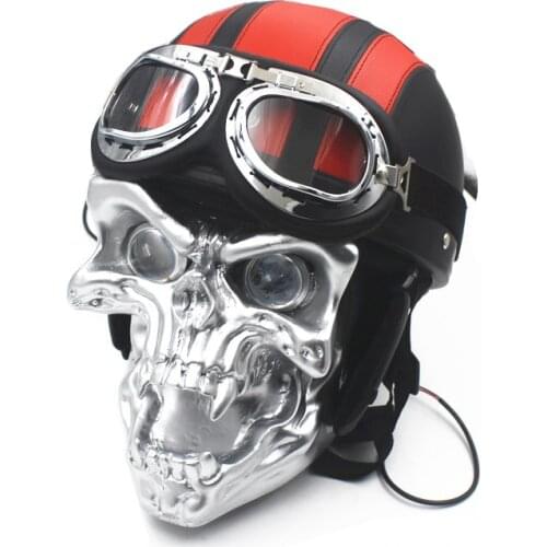 Motorcycle Universal Helmets Goggles Front Skull LED Headlight Headlamp Touring For Harley Honda Yamaha Suzuki Kawasaki