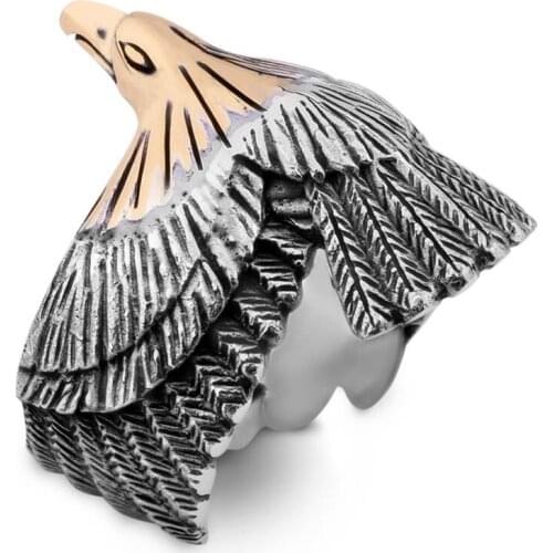 Men Silver Ring With Animal Eagle Motif, Made In Turkey, Solid 925 Sterling Silver