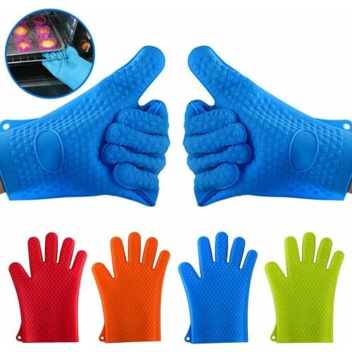 New Silicone Oven Kitchen Glove Heat Resistant Thick Cooking BBQ Grill Glove Oven Mitts Kitchen Gadgets Kitchen Accessories