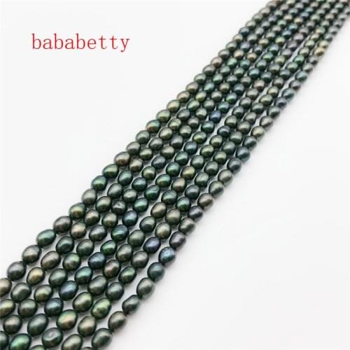 Wholesale 2PCS freshwater Dark green gray pearl 4-5mm loose beads 39CM