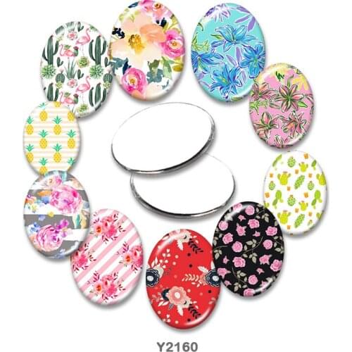 Flower Oval glass cabochon 13x18mm/18x25mm/30x40mm flat back Making findings TRY2160