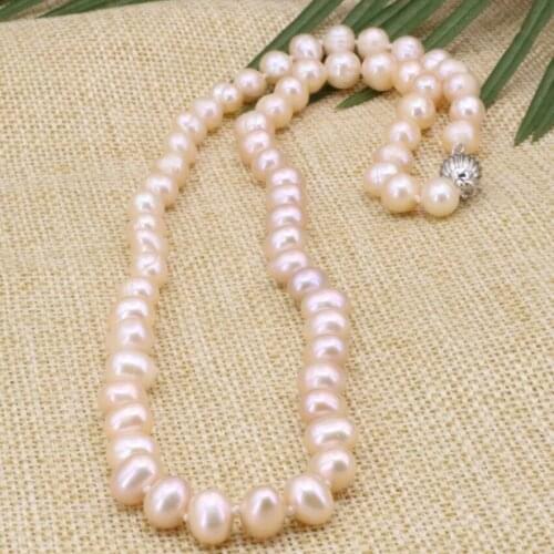 New fashion orange natural pearl beads 7-8mm choker necklace for women hot sale silver-color clasp chain jewelry 18imch B3185