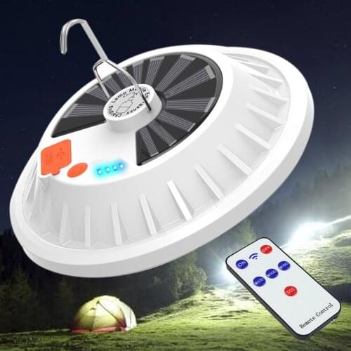 Rechargeable Solar LED Bulb Lamp Lantern Portable Night Light Outdoor Emergency Camping Lights Solar Flying Saucer Light