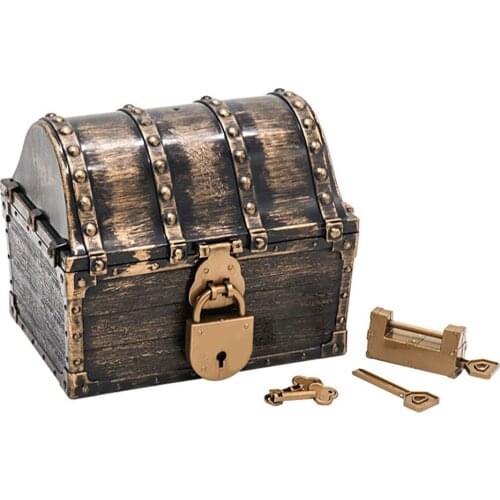 Early Learning Children Gift Jewelry Organizer Storage Box Pirate Treasure Chest Trinket Home Decoration Kids Toys Vintage