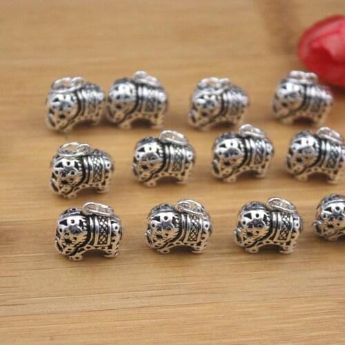 Pure 925 Sterling Silver Pendant 18x14mm Hollow Pattern Elephant Charms About 2.6g Each