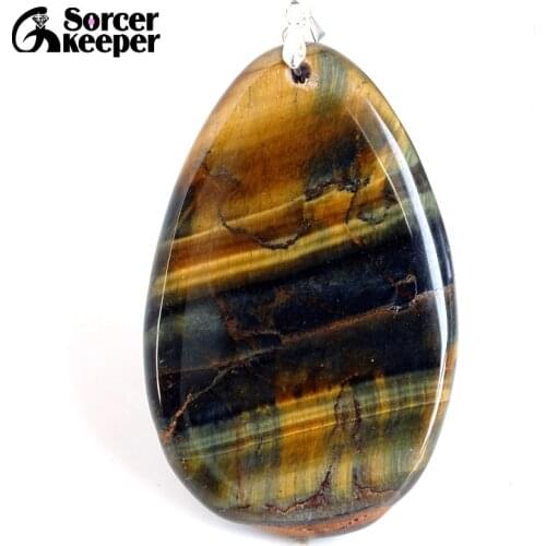 Natural Blue Tiger Eye Stone Pendants Charms Jewelry DIY Necklace Beads for Man / Leather Chain & Flannel Bags as a Gift BA901
