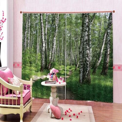 Natural Scenery Trees Pattern Cypress Forest Curtain Digital Print For Living room Bedroom Blackout Window Drapes Decor Sets