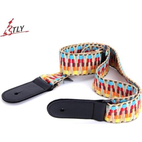 Adjustable Cotton Leather Ends Ukulele Straps Belt Colorized Mini Guitar Strap