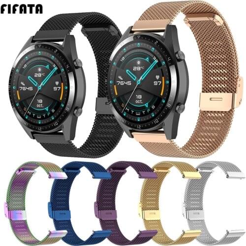 FIFATA 18 20 22MM Metal Stainless Steel Watch Strap For Xiaomi Amazfit GTR/Bip/GTS/Garmin Vivoactive 4 4S/Huawei GT 46MM Watch