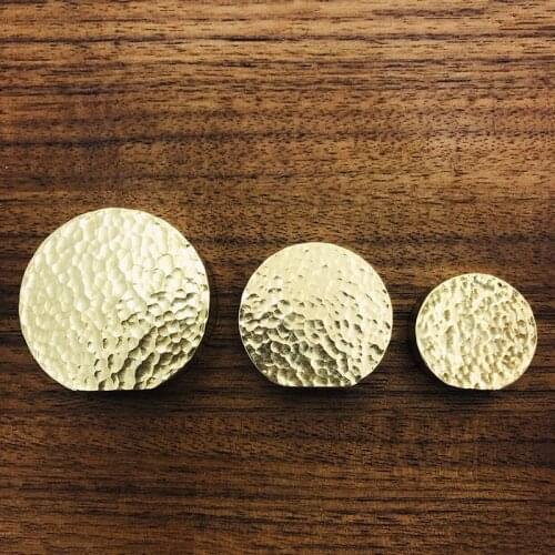 Solid Brass Cabinet Handle and Knobs Round Hammered Handle for Kitchen Gold Circle Drawer Pulls Wardrobe Knob Furniture Hardware