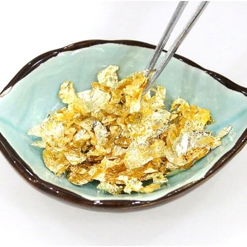 Edible Grade Genuine Gold Leaf Schabin Flakes 5g 24K Gold Decorative Dishes Chef Art Cake Decorating Tool