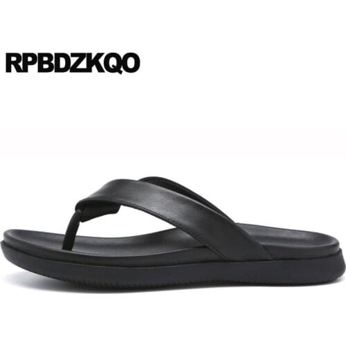 Breathable summer slides slip on italian sandals native designer shoes men high quality slippers leather water black flip flop