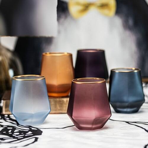 Modern Frosted Color Six-sided Diamond Phnom Penh Quartz Glass Milk Cup Juice Cup Light Luxury Phnom Penh Breakfast Cup