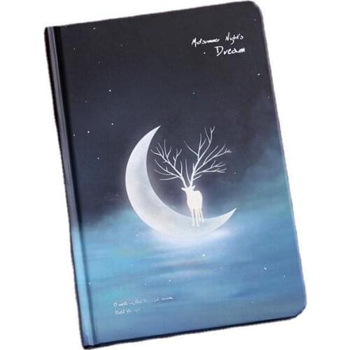 Midsummer Night Luminous Hardcover A5 Notebook Elk Starry Sky Color Page Diary Illustration Hand Ledger Book