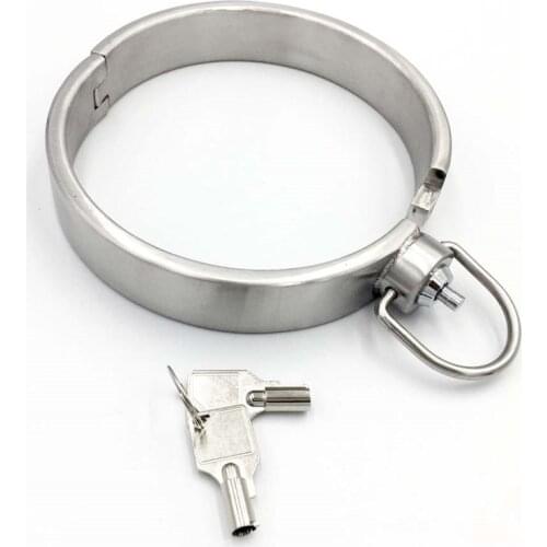 Heavy Stainless Steel Press Lock Neck Collar Restraints Fetish Slave BDSM Lockable Neck Cuff Sex Toys For Women Man Couples