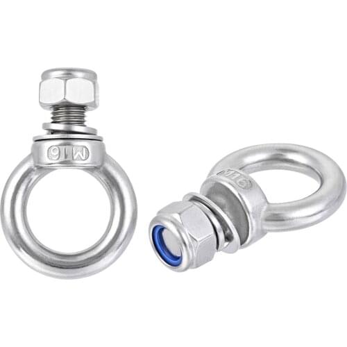Uxcell 2sets Lifting Eye Bolt M4-M16 Male Thread with Hex Screw Nut Gasket Flat Washer for Hanging, 304 Stainless Steel