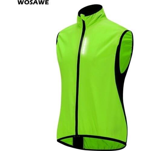 WOSAWE Cycling Vest Windproof MTB Bike Jacket Outdoor Sport Cycling Windbreaker Sleeveless Waterproof Reflective Bike Clothing