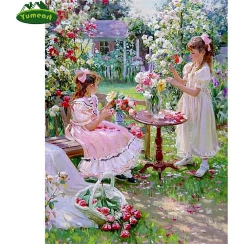 Yumeart 5D DIY Diamond Painting Portrait Girl Full Square Drill Needlework Diamonds Embroidery Kits Garden Decorations for Home