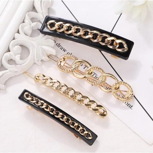 Hairpins Geometric Twist Chain Hairware Simple Personality Hair Clips Fixed Bangs Hair Accessories for Girls Women