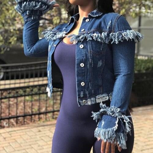 Autumn Winter Women Tassel Denim Jacket 2020 Harajuku boyfriend Wind Jean Jacket Loose Long Sleeve Female Coat Streetwear Female