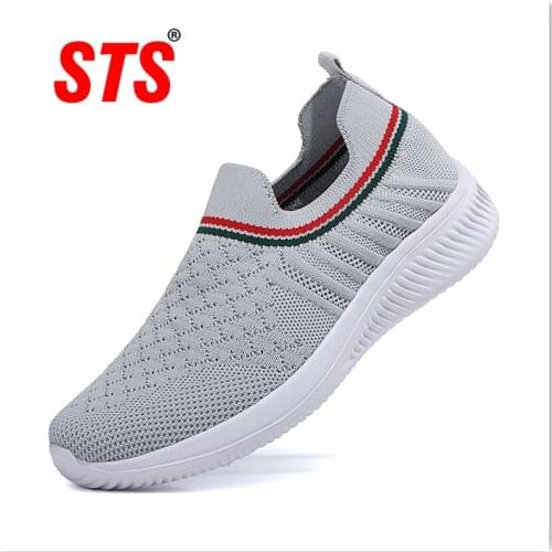 Womens Loafers Fashion Casual Mother Sneaker Cover Lightweight Running Shoes Flying Woven Cross-Border Large Size
