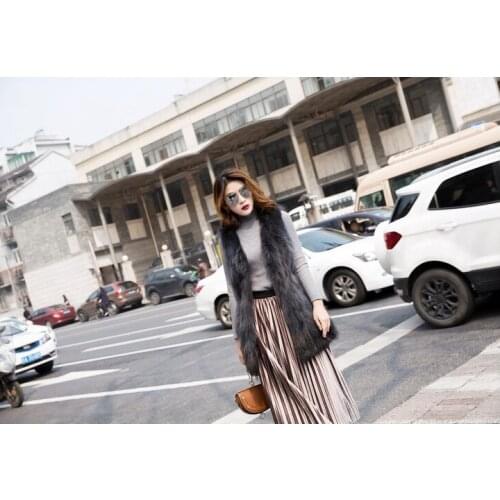 New womens real genuine natural raccoon fur vest fashion gilet warm winter custom any size