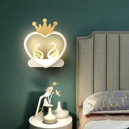 Gold Painted Modern LED Wall Lamps For Kids Bedroom Wedding Room Wall Sconce Girls Boys Room Cartoon Wall Lamps Indoor Fixtures