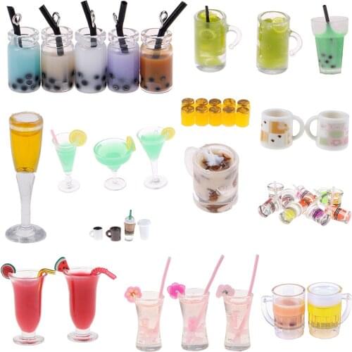 1/2/3/4/5/6/10/13/17PCS Baby Ice Cream Lemon Water Cup Coffee Pot Fruit Tea Jars Mug Cups DIY Dollhouse Kitchen Furniture Toys