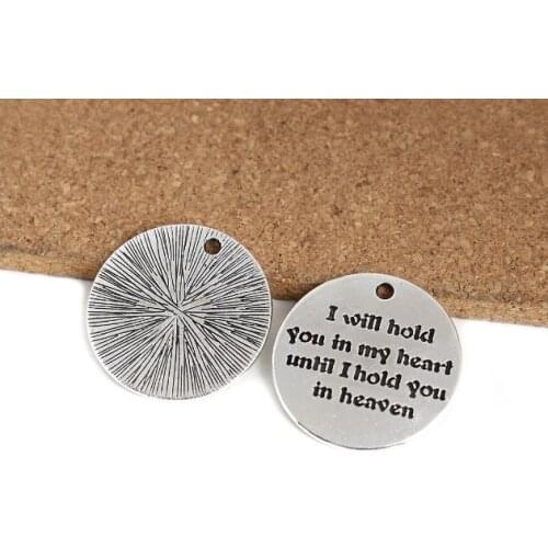 10pcs/lot 25mm Round lettering Connector Metal Alloy Pendant For DIY bracelet Jewelry Making dfg5s