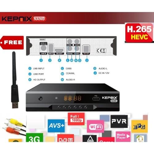 Kepnix nano 10pcs m3u hevc satellite receiver powervu autoroll supports ratlink 5370 mtk7601 wifi 3G 2xusb port