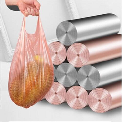 100PCS Thicken garbage bag household disposable black large breakpoint type package kitchen cleaning bag vest type plastic bag