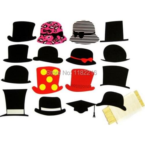 16pcs/set Photography Photo Booth Props Colorful Hats On a Stick Christmas Wedding Graduation Party Favor Funny Mask