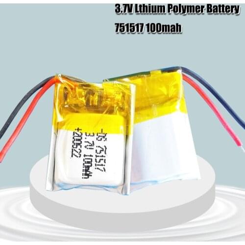 3.7V 100mAh 751517 lipo battery For Syma Cx10 CX-10 CX-12 JJ810 820 828 V646 RC Drone spare parts 3.7V Lipo Battery