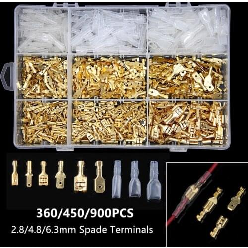360/450/900PCS 2.8/4.8/6.3mm Crimp Terminals Insulated Seal Electrical Wire Connectors Crimp Terminal Connector Kit Assortment