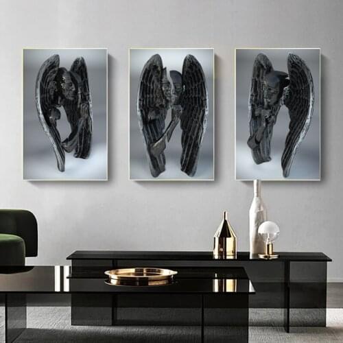 Abstract Metal Figure Statue Wall Poster Print Modern Wings Canvas Painting Art Living Room Decoration Pictures Hotel Home Decor