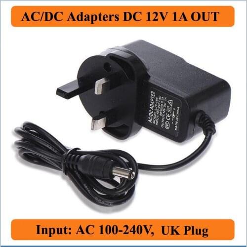 12V 1A UK Plug AC DC Adapter Input AC100-240V Converter Adapter to DC12V charger Power Supply 5.5mm x 2.1mm for LEDs strip light