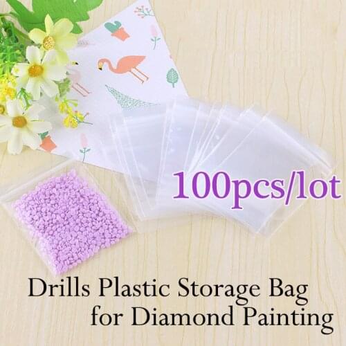 Diamond Painting Tools Accessories Plastic Self Adhesive Bags Drills Glued Stone Storage Sealing Bag DIY Diamond Painting Kits
